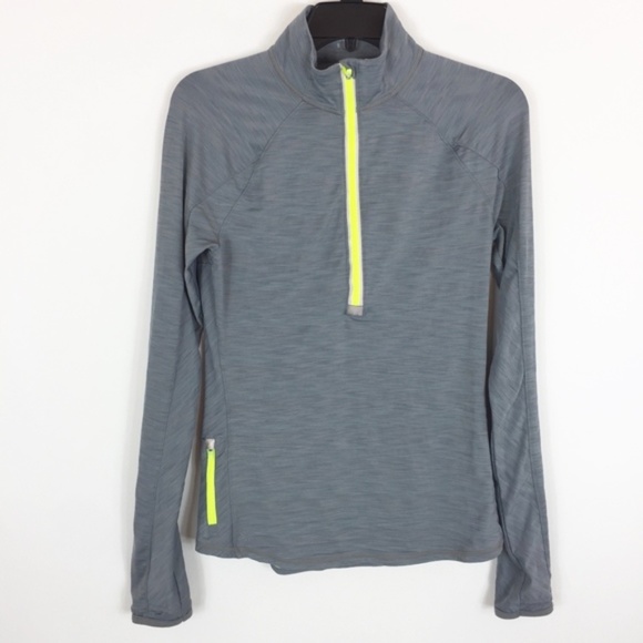 Athleta Jacket Small Running Wild Half Zip, Heather Gray, #438589 Thumb Holes - Picture 1 of 6